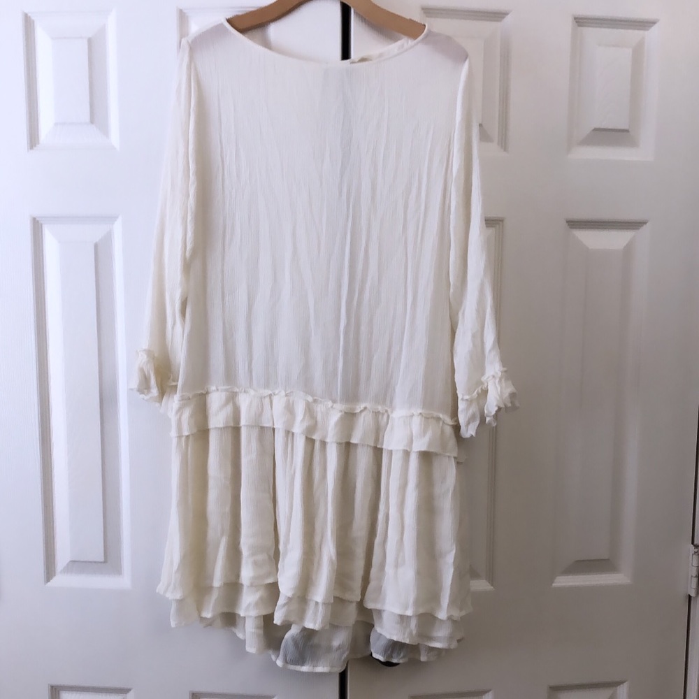 H&M white drop waist dress